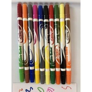 Vintage RoseArt DOUBLE ENDED 10 Piece Skinny Markers
